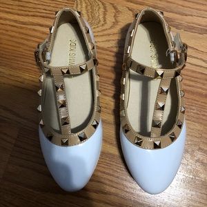 Rockstud Style Patent White & Gold Stud Maryjane
